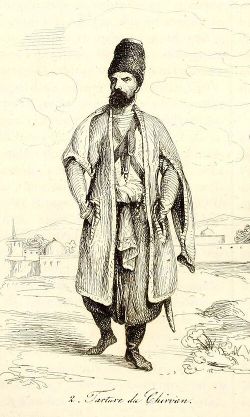 Shirvan Tatar (i.e. Azerbaijani). Engraving from book of Jean Baptiste Benoît Eyriès. Voyage pittoresque en Asie et en Afrique: résumé général des voy