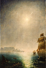 Vue de jour de la baie de la Table avec la Grand Comète de 1843