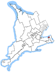 Map depicting the St. Catharines electoral district in 2005 St Catharines, riding.png