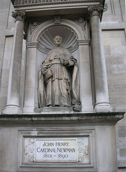 Statue outside the Church of the Immaculate Heart of Mary, popularly known as Brompton Oratory, in London