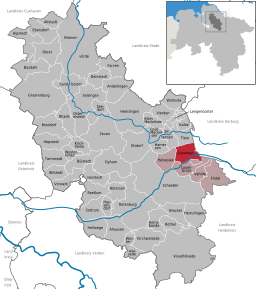 Läget för kommunen Stemmen i Landkreis Rotenburg