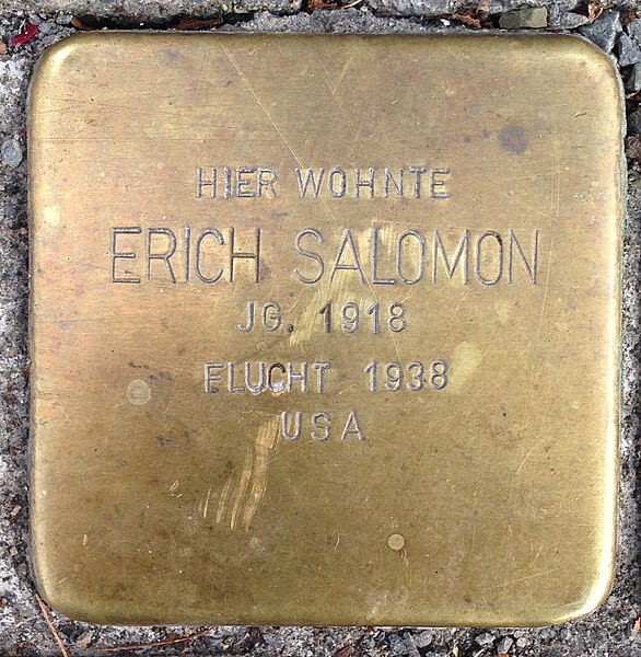 File:Stolperstein Waldbröl Hochstraße 30 Erich Salomon.jpg