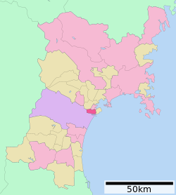 Location of Tagajō in Miyagi Prefecture