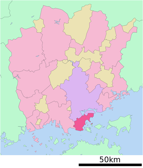 Location of Tamano in Okayama Prefecture