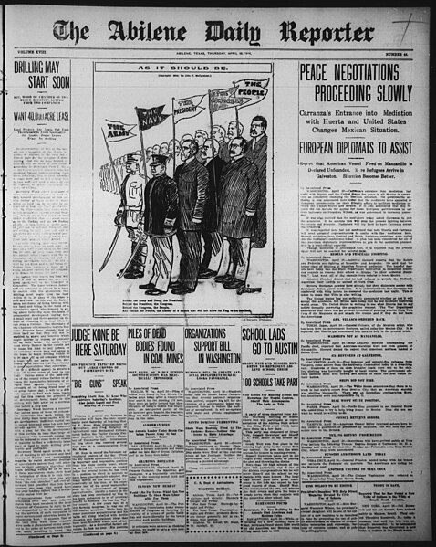 File:The Abilene Daily Reporter (Abilene, Tex.), Vol. 18, No. 44, Ed. 1 Thursday, April 30, 1914 - DPLA - a6206bc0058233a3f2dc91f60a6898a1 (page 1).jpg