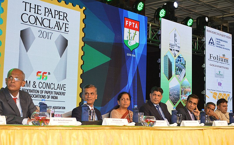 File:The Minister of State for Commerce & Industry (Independent Charge), Smt. Nirmala Sitharaman at the inauguration of ‘The Paper Conclave 2017’, organised by the Madras Paper Merchants Association-FTPA, in Chennai.jpg