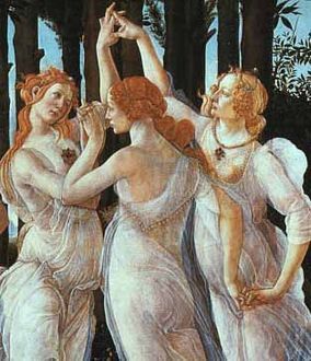 Οι Χάριτες, λεπτ. από τον πίνακα "Άνοιξη" του Σάντρο Μποτιτσέλι (π. 1485)