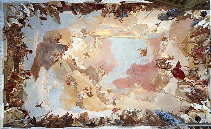 Увеличенная версия картины, инсталлированная над лестницей Вюрцбургской резиденции