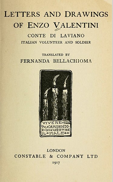 File:Title page of “Letters and Drawings of Enzo Valentini”.jpg