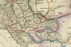 Trade routes of Ladakh, with the Chang Chenmo and Pangong routes passing through Tankse Trade-routes-via-Pangong-and-Changchenmo-Douglas-Forsythe-1878.jpg