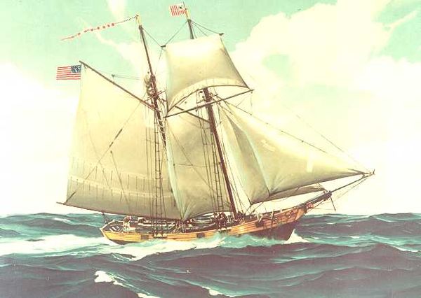 Contemporary painting of a Revenue Marine cutter (possibly USRC Massachusetts )