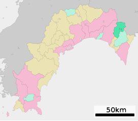 Lokasi Umaji di Prefektur Kōchi
