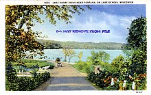 Lake Shore Drive near Fontana, 1932 postcard Untitled - Street Views (NBY 10288).jpg