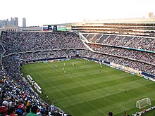 Chicago's Soldier Field hosted the 1998 final, making it the first time in 60 years the final was played in the stadium. The 1998 final had the first five-figure attendance since the ASL era of soccer. UsavsHonduras.JPG