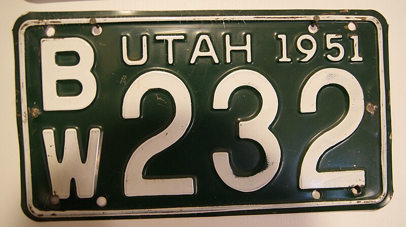 File:Utah 1951 license plate .jpg