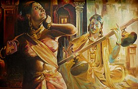 Картина маслом Раджасекхарана Парамешварана, иллюстрирующая сцену из романа