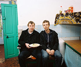 Rob Hornstra (right) with the writer Arnold van Bruggen in Dranda, Abkhazia's only prison, while doing research for the Sochi Project Van.Bruggen Hornstra Dranda.jpeg