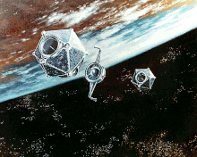 Separation of the Vela 5A and Vela 5B nuclear detonation detection satellites. Vela 5A and 5B Separation.gif