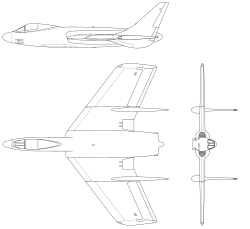 Vought F7U-1 Cutlass 3-view line drawing.svg