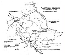 Khammam was part of Warangal District until 1953 Warangal District 1951.jpg