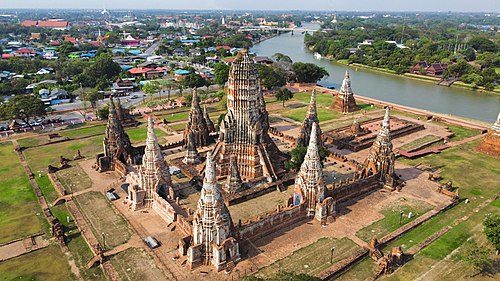 Wat Chaiwatthanaram, constructed by King Prasat Thong during the Age of Peace and Commerce (1600-1688)