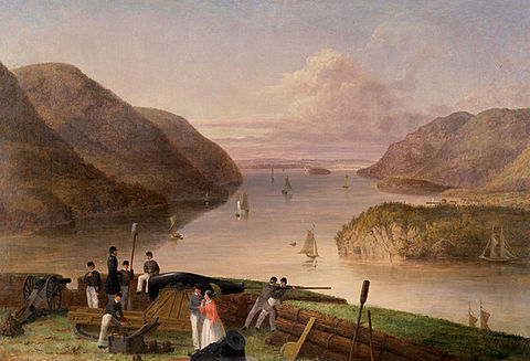 Looking north on the Hudson River from West Point (Seth Eastman, 1875)