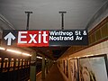 Another exit sign, this time for Winthrop Street itself on the Botanical Gardens-bound platform.