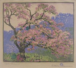 Apple Blossom, wood block print, 1917