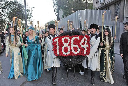 Turkish Circassians commemorate the banishment of the Circassians from Russia in Taksim, İstanbul