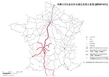 Carte des liaisons directes au départ de la gare (en avril 2016).