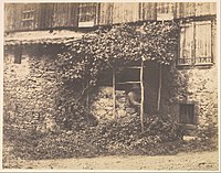 Rustic Building with Man under Trellis