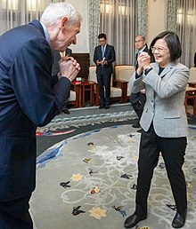 Chinese greeting (Fist-and-palm) practised by Tsai Ing-wen, President of the Republic of China (Taiwan) 03.05 Zong Tong Jie Jian Mei Guo Zai Tai Xie Hui (AIT)Zhu Xi Mo Jian .jpg