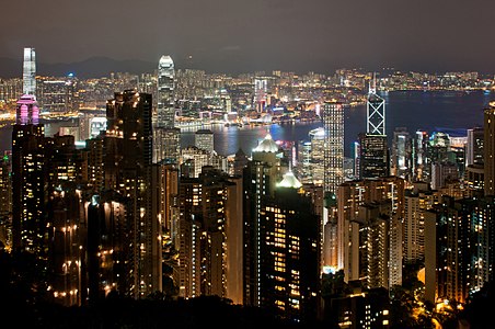 Hong Kong; View from Victoria Peak to Victoria Harbour and Kowloon