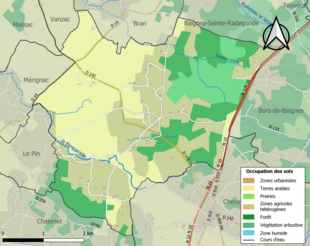 Barevná mapa znázorňující využití půdy.