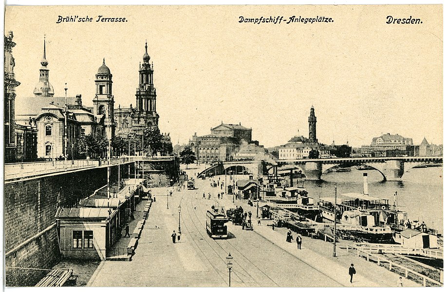 Dresden; Dampfschiff-Anlegeplätze mit Dampfern, Brück & Sohn Kunstverlag Meißen, 1915, Nummer 18923