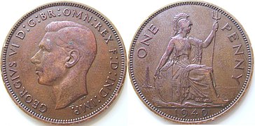 1 Penny 1940 King George VI