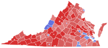 Counties and cities in red voted for McDonnell while counties and cities in blue supported Deeds. The counties of Fairfax, Loudoun, Prince William, which, even though they have been trending Democratic in Presidential, U.S. Senatorial, U.S. House, and gubernatorial elections recently, voted for McDonnell (R). However, Democrat Dave Marsden won in a 2010 special state senate election to the seat previously held by former state Attorney General Ken Cuccinelli (R). 2009 Virginia gubernatorial election results map by county.svg