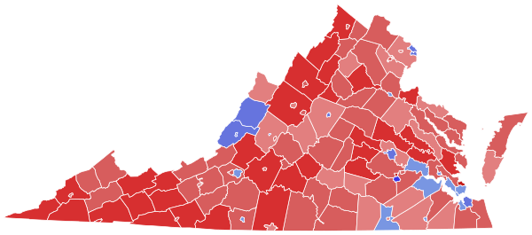 Counties and cities in red voted for McDonnell while counties and cities in blue supported Deeds. The counties of Fairfax, Loudoun, Prince William (located in the northeastern part of the state), which, even though they have been trending Democratic in Presidential, U.S. Senatorial, U.S. House, and gubernatorial elections recently, voted for McDonnell (R). However Democrat Dave Marsden would win in a 2010 special state senate election to the seat previously held by former state Attorney General Ken Cuccinelli (R).