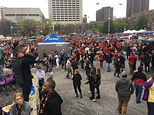 A scene of the first Atlanta United tailgate behind the Varsity. March 5, 2017 2017-03-05 - Atlanta United - First Tailgate.jpg