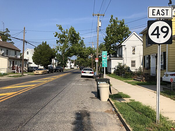 View east along Route 49 east of Third Street in Millville