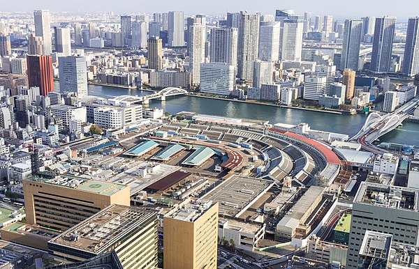 Tsukiji as seen from Shiodome, 2018