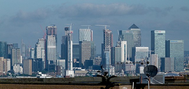 Modern Docklands, showing Canary Wharf