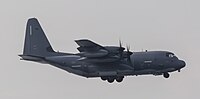 A US Air Force MC-130J Commando II, tail number 10-5714, on final approach at Kadena Air Base in Okinawa, Japan. It is assigned to the 1st Special Operations Squadron at Kadena AB.