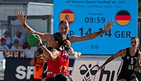 Deutsch: Beachhandball Weltmeisterschaften 2022; Tag 6: 26. Juli 2022 – Frauen, Finale, Spanien-Deutschland 0:2 (14:15, 20:22) English: 2022 Beach handball World Championships; Day 6: 26 July – Women Final – Spain-Germany 0:2 (14:15, 20:22)