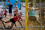 Deutsch: Beachhandball Weltmeisterschaften 2022; Tag 2: 22. Juli 2022 – Frauen, Vorrunde, Deutschland-Norwegen 0:2 (19:14, 27:20) English: 2022 Beach handball World Championships; Day 2: 22 July – Women Preliminary Round – Germany-Norway 0:2 (19:14, 27:20)