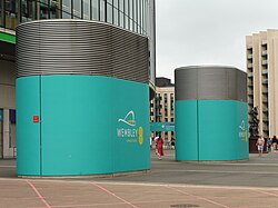 Two vent shafts at Wembley Stadium.