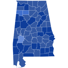 Popular vote share by county
Biden
60-70%
70-80%
80-90%
>90% 2024 Alabama Democratic presidential primary results map.svg