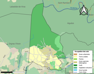 Barevná mapa znázorňující využití půdy.