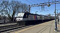 ALP-46A no. 4640, wearing the Disco Stripe heritage scheme, on an eastbound Morristown Line service to New York Penn station.