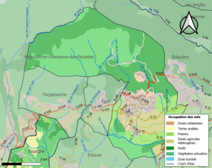 Barevná mapa znázorňující využití půdy.